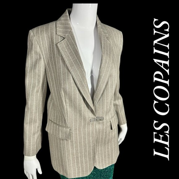 💋 4 FOR $50 / LES COPAINS VIRGIN WOOL PIN STRIPPED BLAZER (SZ 46/LRG) (EUC) - Picture 1 of 13